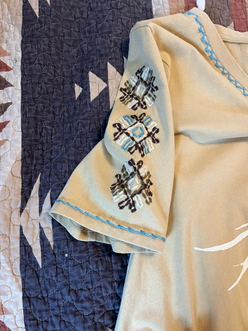 Double D Ranch Mustard Horse Graphic Fringe Tee - Picture 4 of 6